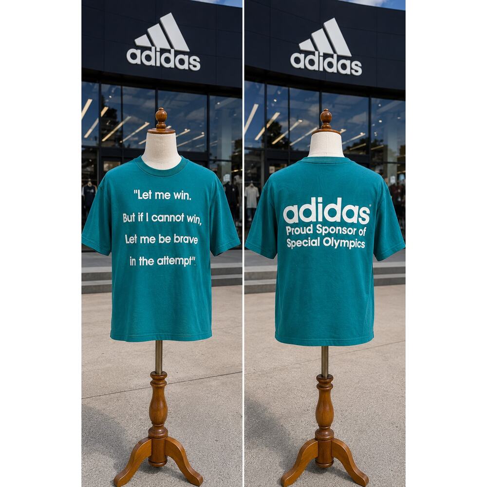 Vintage 90s Adidas Special Olympics Let Me Win Graphic T-Shirt Made in USA